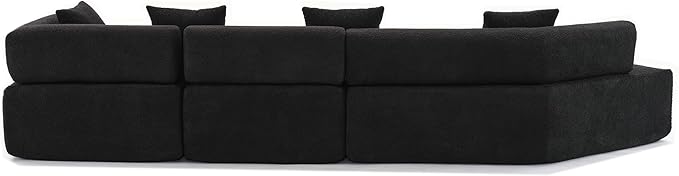 140" L-Shape Couch,Modern Minimalist Sleeper Sofa,Modular Sectional Couches with Chaise,Free Combination Foam-Filled Furniture,4 Seats Corner Chair for Dorm,Apartment,Studio,Office,Black