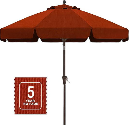 MASTERCANOPY 9ft Olefin Valance Patio Umbrella with Tilt Crank, 5-Year-Non-Fading Canopy & 8 Fiberglass Ribs for Deck, Patio, and Garden, Orange