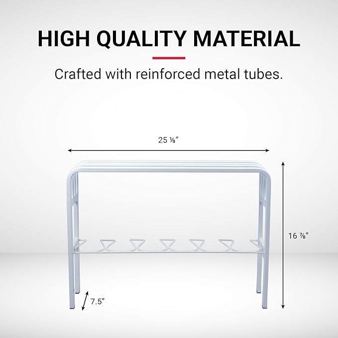 Proman Products - Horizontal Steel Shoe Bench, Shoe Organizer for Entryway, Shoe Storage Bench (White)