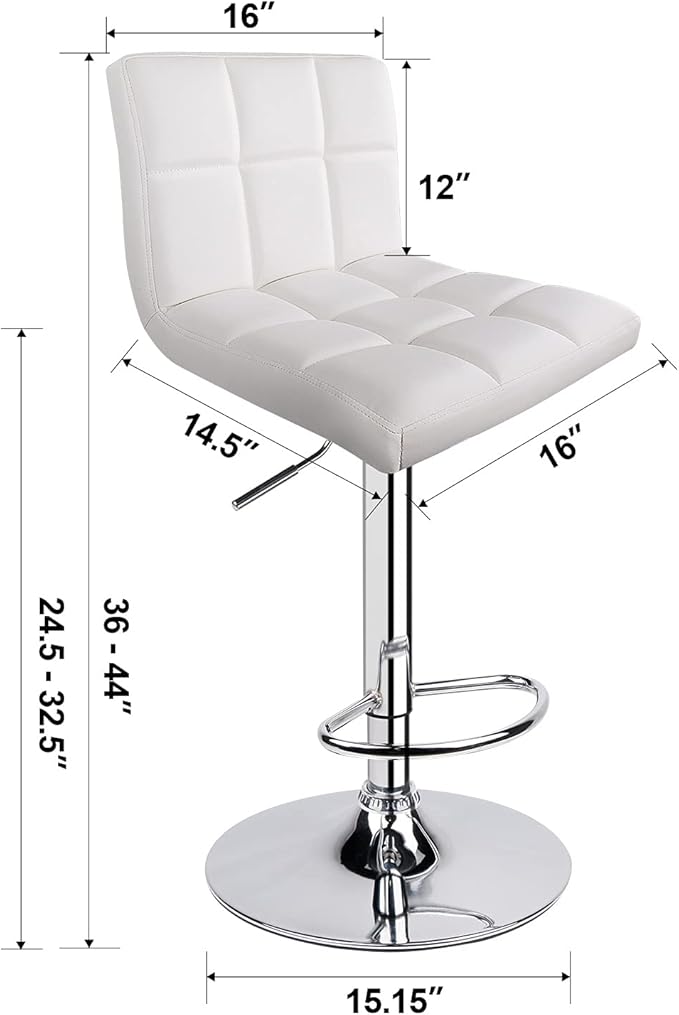Leopard Bar Stools, Modern PU Leather Adjustable Swivel Bar Stool with Back, Set of 2 (White)