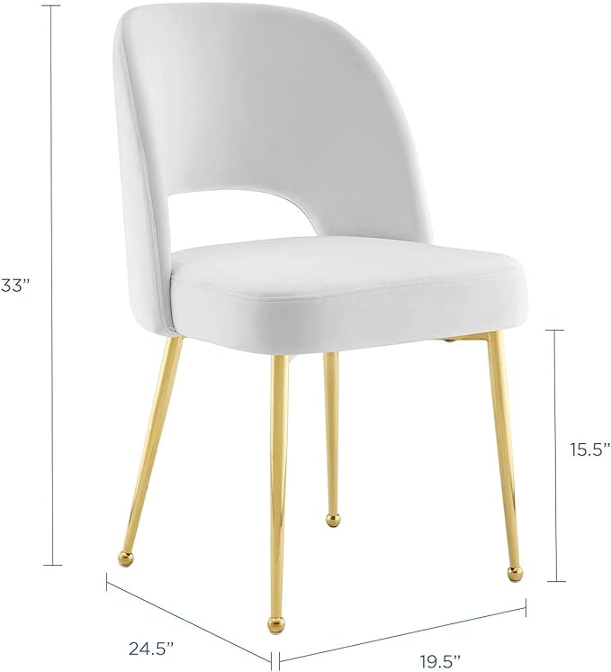 Modway Rouse Performance Velvet Dining Side Chair in White