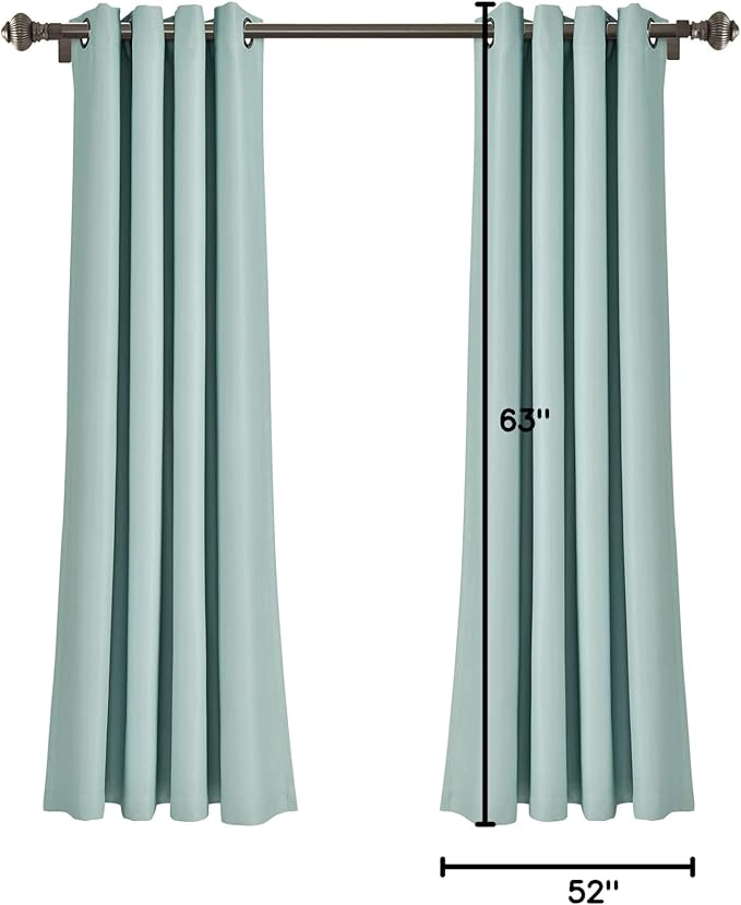 Lush Decor Insulated Grommet Blackout Window Curtain Panels, Pair, 52" W x 63" L, Blue - Classic Modern Design - Chic Window Decor - Curtains For Living Room, Bedroom, Or Dining Room