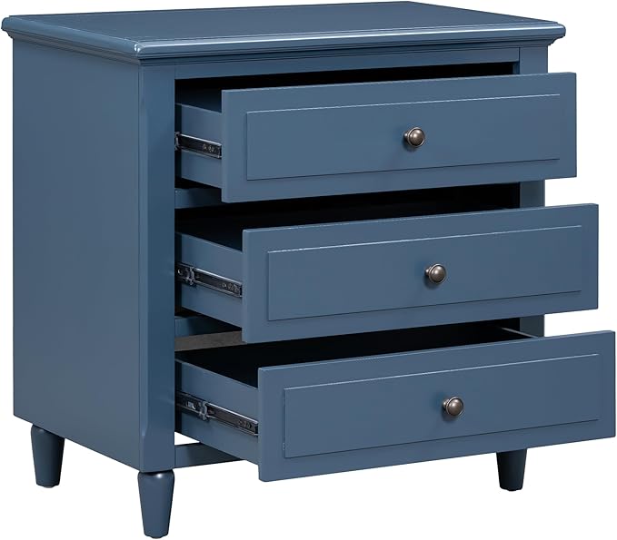 Nightstands with 3 Drawers for Bedroom, Modern Wood Bedside End Table