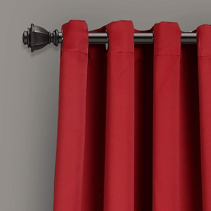 Lush Decor Insulated Grommet Blackout Window Curtain Panels, Pair, 52" W x 108" L, Red - Classic Modern Design - Chic Window Decor - Long Curtains For Living Room, Bedroom, Or Dining Room
