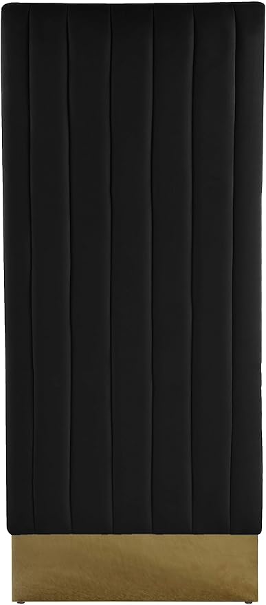 Meridian Furniture Porsha Collection Modern | Contemporary Dining Chair with Deep Channel Tufted Back and Sturdy Metal Legs, Set of 2, 19.5" W x 27" D x 42" H, Black Velvet Upholstered