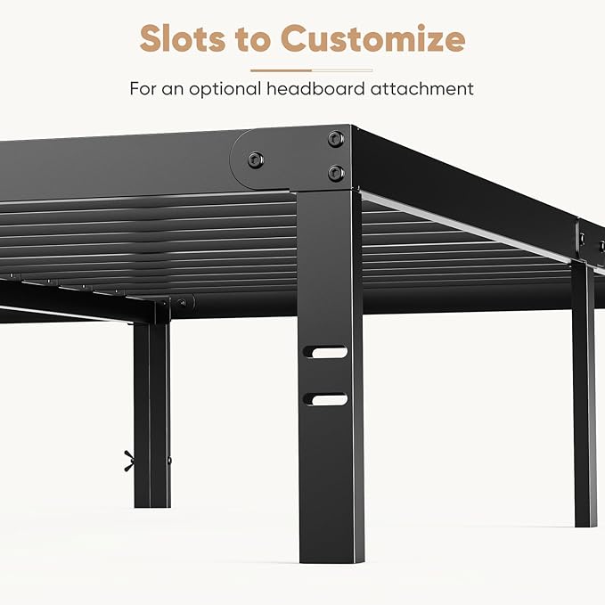 DUMOS Bed Frame - Full Size Metal Platform Bed Frames Mattress Foundation with Steel Slat Support, No Box Spring Needed, Storage Space Under Base, Easy Assembly, Black