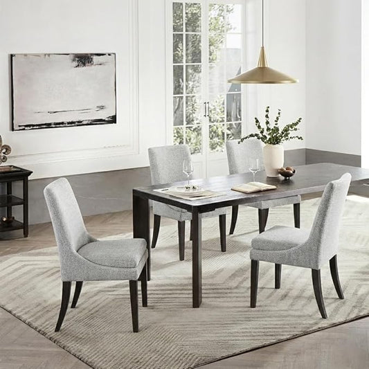Upholstered Dining Chairs Modern Sidechair Performance Fabric High Back Armlesschair for Diningroom Kitchen,Light Grey,Set of 4(2 Box)