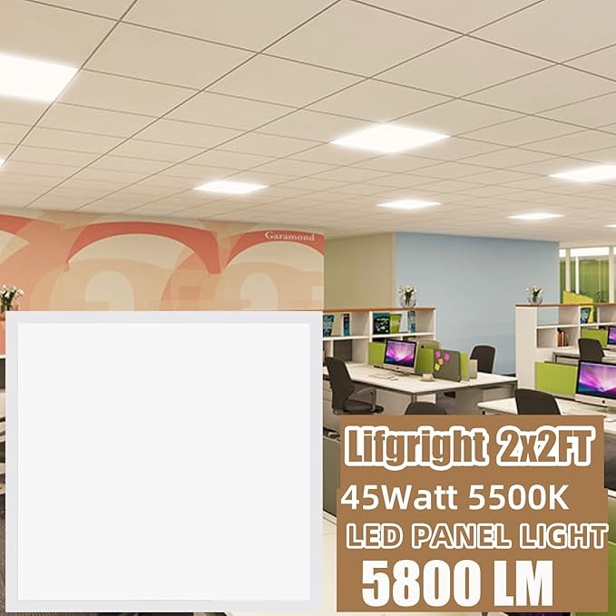 16 Pack 2x2 LED Flat Panel Light, 45W,5800LM, Edge-Lit 2x2FT LED Panel Drop Ceiling Light Fixtures,5000K Daylight White,0-10V Dimmable Troffer Lights,Works from 110-277V AC