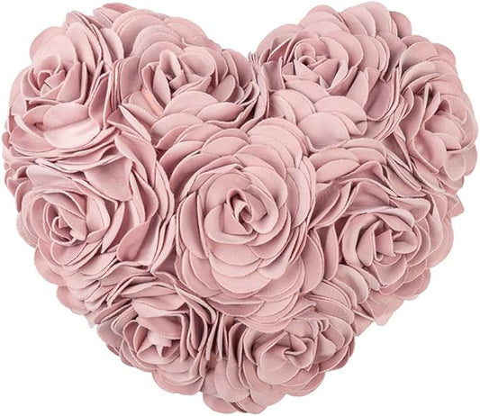 JWH Heart Flower Throw Pillow Covers Decorative Floral Shaped Accent Cushion Soft Pillowcase for Sofa Couch Living Room Bed Chair 14x16 Inches Rose Gold
