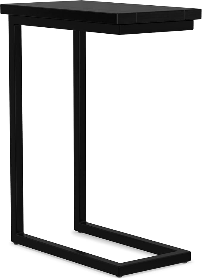 SIMPLIHOME Skyler C-Side Table - 18" Wide x 24" High Solid Mango Wood and Metal Slide-Under Table in Black, Industrial Accent Table or End Table for Living Room with Space-Saving Design, Assembled