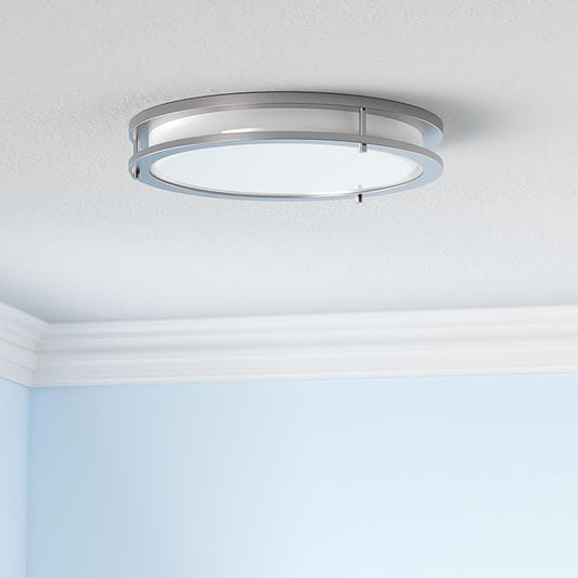 ASD LED 18" Round Flush Mount Lighting, Close to Ceiling Light Fixture | 3CCT, Dimmable, Energy Star, ETL Listed | 28W 2230LM 3000-5000K 120V | Low Profile Double Ring Lamp | Nickel, 4 Pack