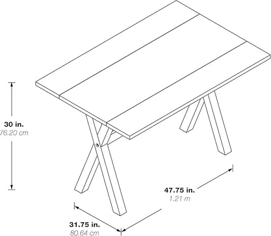 OSP Home Furnishings Albury Farmhouse-Style Flip Top Table with Two-Tone Finish, Antique White Base and Wood Stain Top