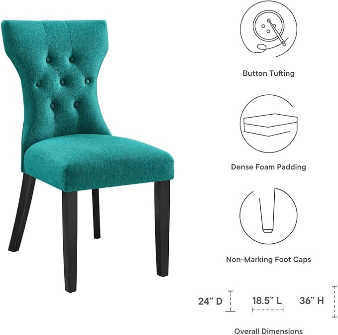 Modway Silhouette Chair, Teal 24.5 x 18 x 36