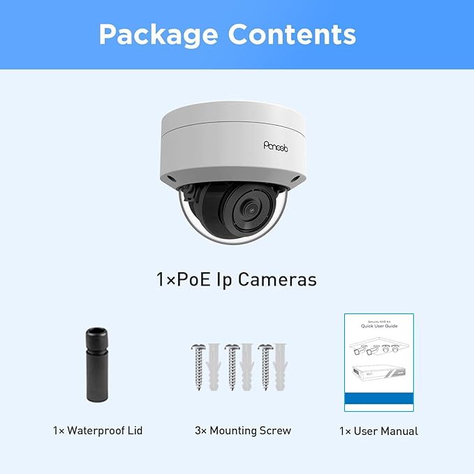4K PoE Vandal-Proof Dome Camera with Mic, H.265 Outdoor Security IP PoE Camera, Human Vehicle Detection, 100ft IR Night Vision, IK10 IP66 110° Wide Angle 2.8mm Lens, PD54BA1-8M (Not PTZ)
