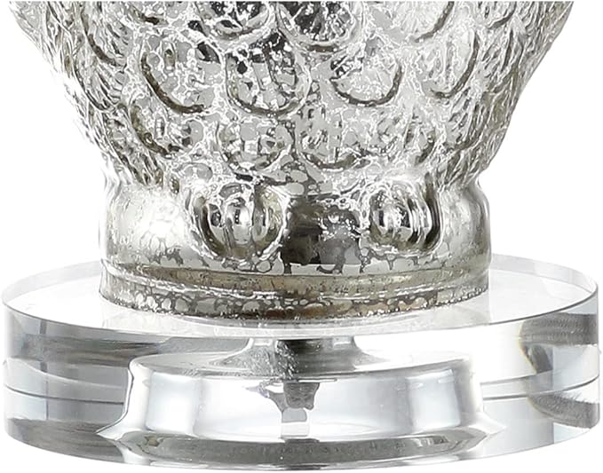 JONATHAN Y 19" Silver/Ivory Owl Glass Table Lamp with Crystal Base, Contemporary Woodland Bedside Lamp for Living Room, White Linen Drum Shade, LED Bulb Included JYL4010A