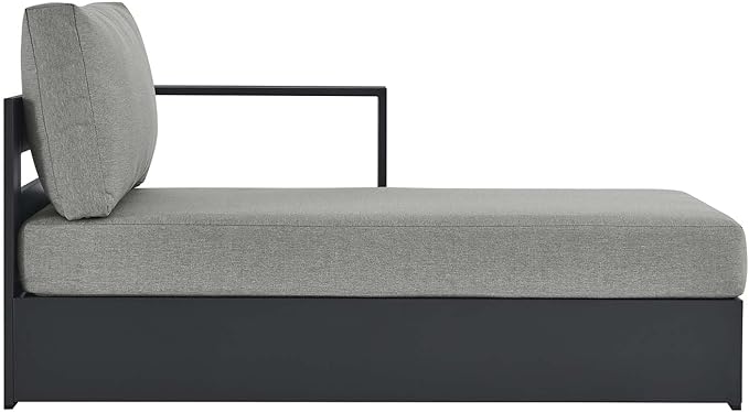 Modway Tahoe Powder-Coated Aluminum Outdoor Chaise Lounge Gray with Weather-Resistant Cushions, Modular Right-Facing Patio Lounger for Pool Furniture or Sectional Sofa Set