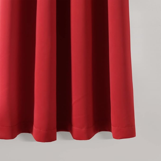 Lush Decor Insulated Grommet Blackout Window Curtain Panels, Pair, 52" W x 63" L, Red - Classic Modern Design - Chic Window Decor - Curtains For Living Room, Bedroom, Or Dining Room