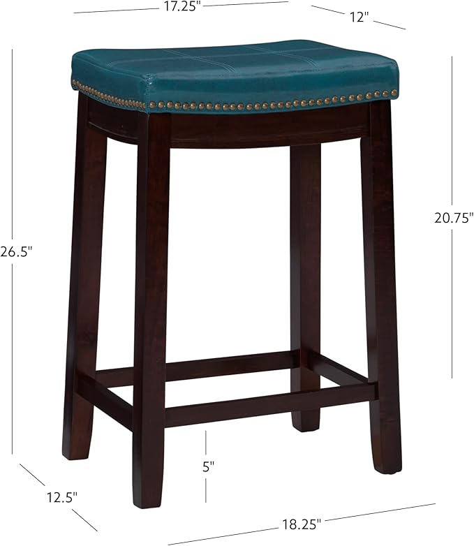 Linon Carson Blue Backless Counter Stool, Brown