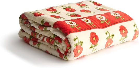 Oversized Throw, Tiny Poppies Stripe, One Size