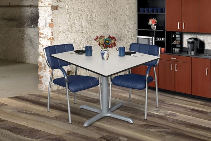 Regency Cain 48" Square X-Base Breakroom Table – Scratch Resistant Laminate Café Table for Lunchroom, Coffee Shops and Commercial Office Spaces (Maple, Grey Legs)