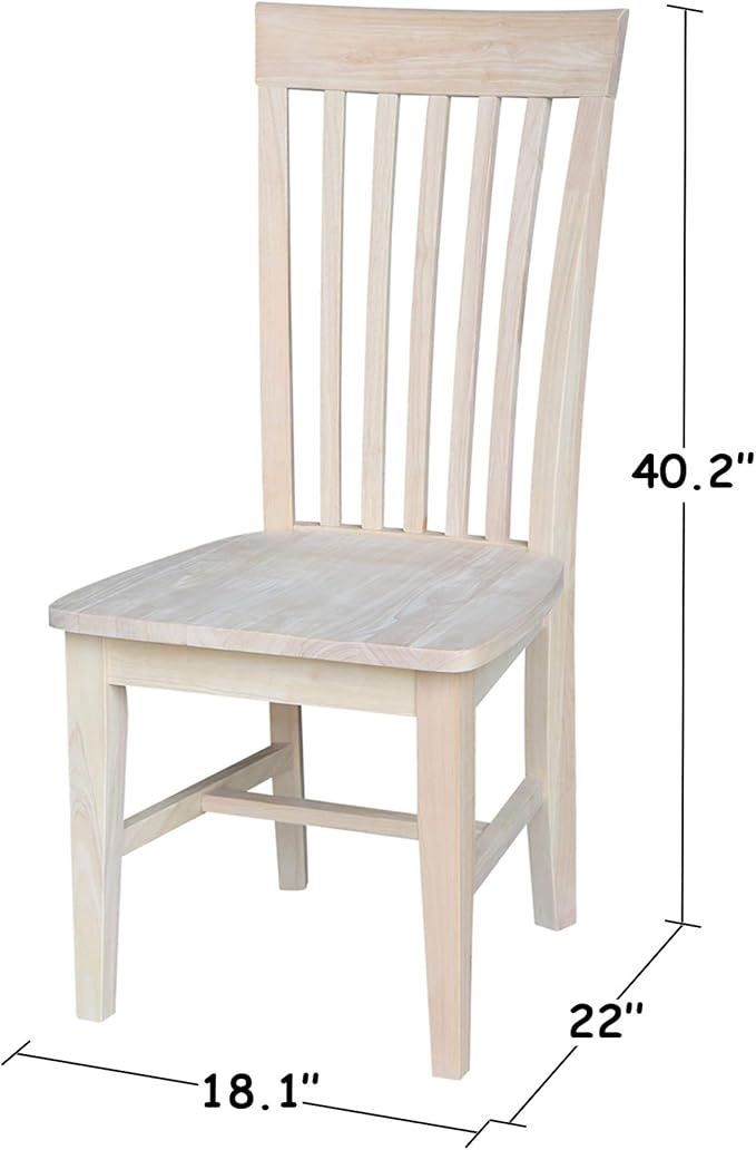 Set of 2 Tall Mission Dining Chairs Solid Parawood, Upgrade Your Dining Experience, Stain or Paint in Any Color, Sturdy and Long-Lasting, 18.1"W x 22.05"D x 40.16"H, Unfinished