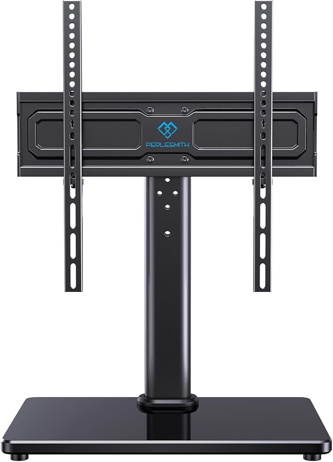 PERLESMITH Universal Swivel TV Stand for 24-60 inch TVs up to 99 lbs, 12 Height Adjustable Table Top TV Stand, TV Base Stand with Tempered Glass Base, Max VESA 400x400mm, PSTVS33