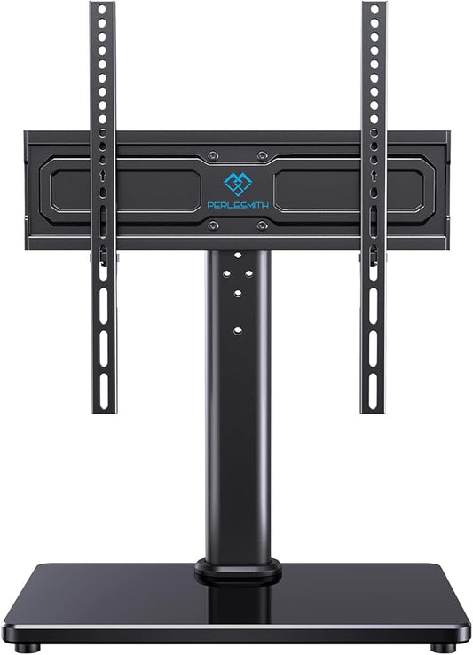 PERLESMITH Universal Swivel TV Stand for 24-60 inch TVs up to 99 lbs, 12 Height Adjustable Table Top TV Stand, TV Base Stand with Tempered Glass Base, Max VESA 400x400mm, PSTVS33