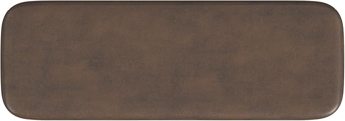 HomePop Upholstered Storage Bench with Metal Leg, 42" W, Brown PU Leather