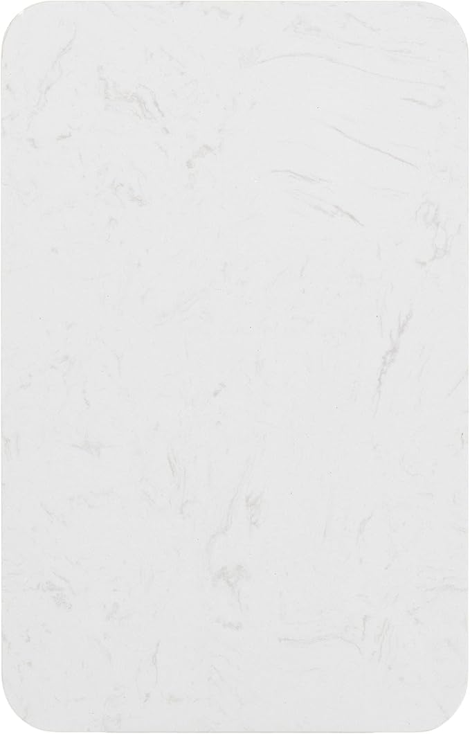 Kate and Laurel Credele Modern Marble C-Table End Table; 12 x 19 x 27; Black and White; Chic Contemporary TV Tray Table with Metal Legs and Cultured Marble Tabletop