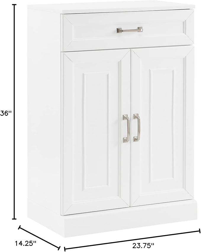 Crosley Furniture Stanton Pantry Storage Cabinet with Shelves, Kitchen, Dining, or Laundry Room, White
