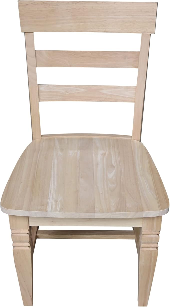 IC International Concepts Java Dining Chair Set of 2, Hardwood, Ready-to-Finish, 36.6"H with 18"H Seats, 19.7"W x 22"D, Ideal for Dining Room Furniture - Unfinished