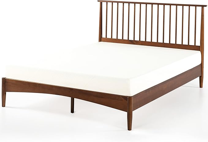 Zinus Linda Mid Century Wood Platform Bed Frame/Solid Wood Foundation/Wood Slat Support/No Box Spring Needed/Easy Assembly, Queen