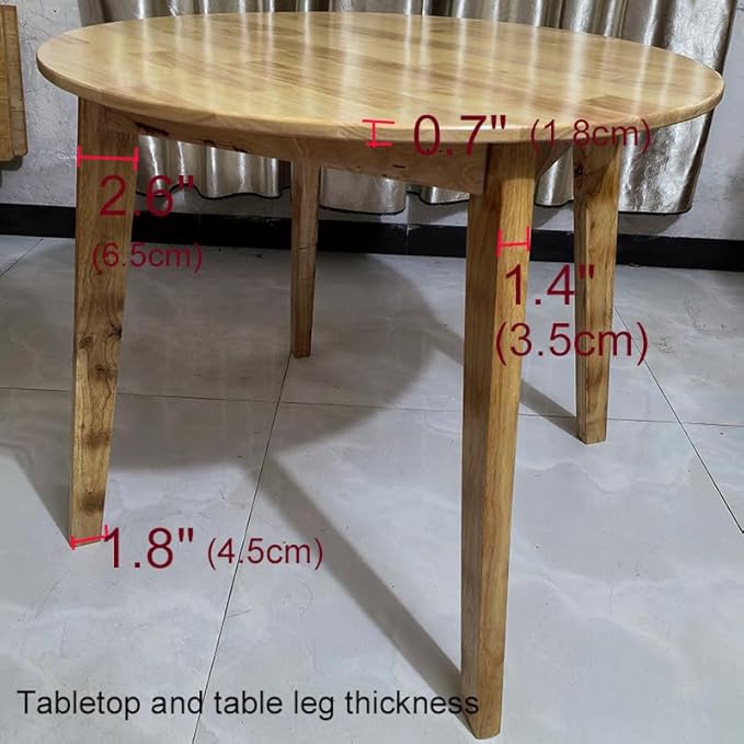 34.7" Solid Wood Round Dining Table, Rubberwood, Easy to Assemble, Multi-Use for Dining & Office Meetings, Natural Finish