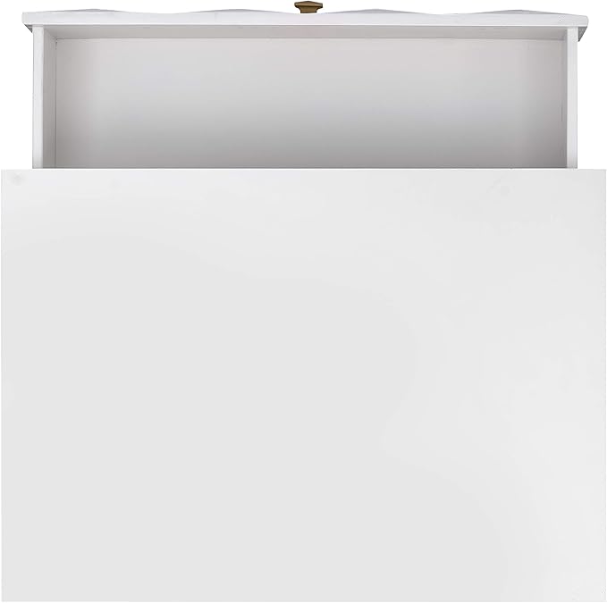 Linon Home Décor Sheerah Two Drawer Geo Texture White Nightstand, Gold