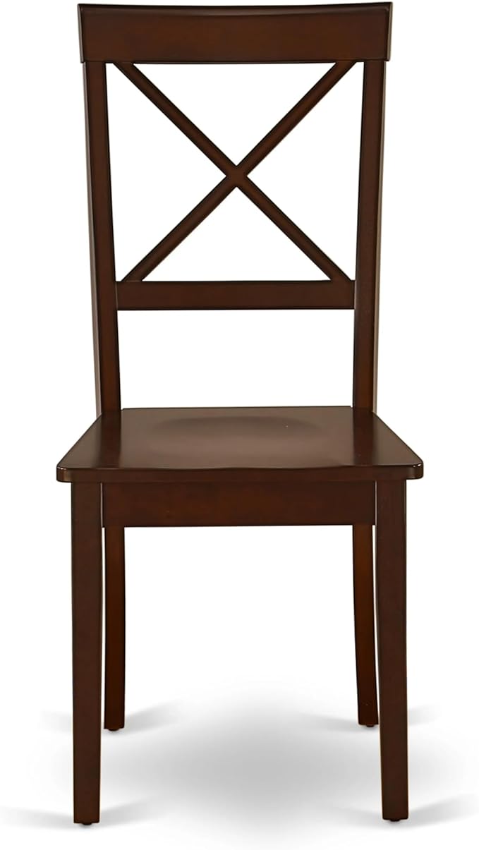 East West Furniture ANBO3-MAH-W 3 Piece Dining Set Contains a Round Kitchen Table with Pedestal and 2 Dining Chairs, 36x36 Inch, Mahogany