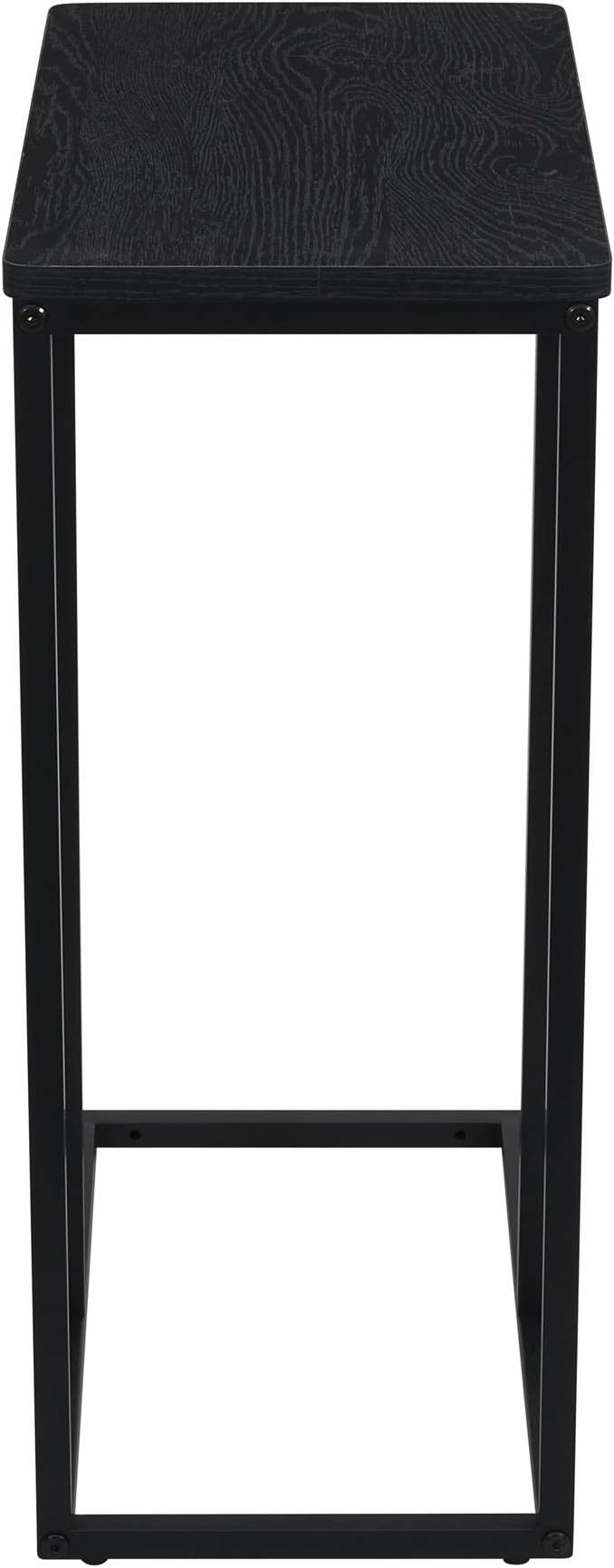 Household Essentials Jamestown C-Shaped for Accessibility Side End Table Black Oak Wood Grain and Black Metal