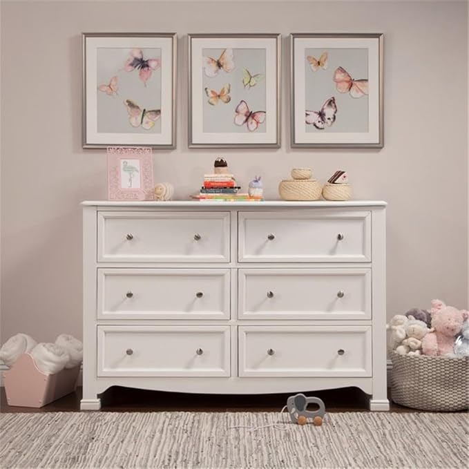 Kalani Baby Dresser for Nursery - GREENGUARD Gold Certified Wooden 6 Drawer Double Dresser - Kids Dresser for Boys and Girls - Multi-Purpose White Dresser for Bedroom, Living Room, and Hallway