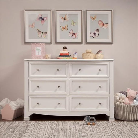 Kalani Baby Dresser for Nursery - GREENGUARD Gold Certified Wooden 6 Drawer Double Dresser - Kids Dresser for Boys and Girls - Multi-Purpose White Dresser for Bedroom, Living Room, and Hallway