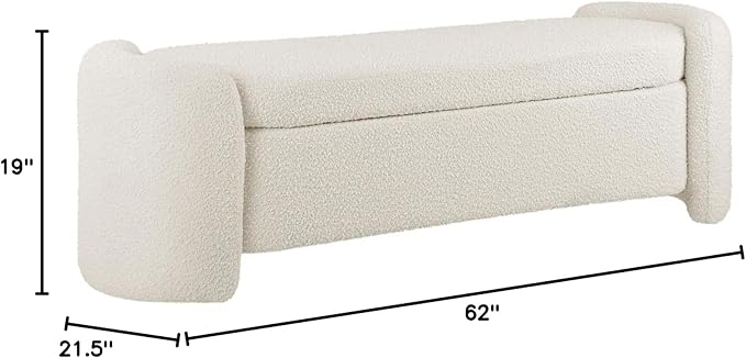 Modway Nebula Boucle Upholstered Storage Bench in Ivory