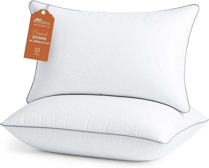 Sasttie King Size Pillows Set of 2, Bed Pillows for Side, Back, and Stomach Sleepers - Oeko-Tex Certified Supportive Down Alternative Plump Filling - Hotel Quality and Machine Washable, 2 Pack