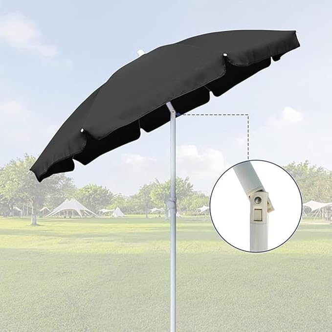 AMMSUN 6FT Portable Outdoor Picnic Beach Umbrella with Tilt Function, Black