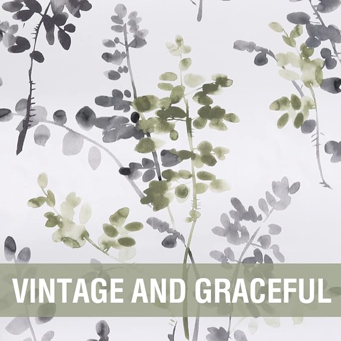 H.VERSAILTEX Floral Curtains, 84 Inch Long Living Room Curtains, Room Darkening Thermal Insulated, Light Blocking Grommet Drapes, 2 Panels, Grey and Sage