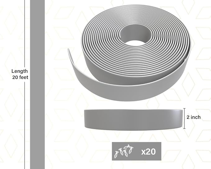 2" x20' ft Vinyl Straps for Patio Chairs Repair Outdoor Lawn Furniture Strapping Matte Finish (Gray) + 20 Free Rivets!