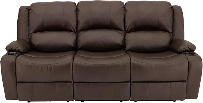 RecPro RV Recliner Charles 80" Powered Triple Wall Hugger | Drop Down Console | RV Furniture with Upgraded 2023 Fabric (Chestnut)