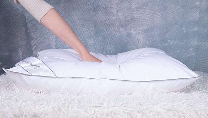 King Size Goose Feather Down Bed Pillow 2 Pack for Sleeping 100% Cotton Cover Medium Firm Set of 2 King Size Gussted White