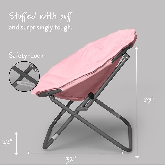Urban Lifestyle Faux Fur Saucer Chair, Light Pink