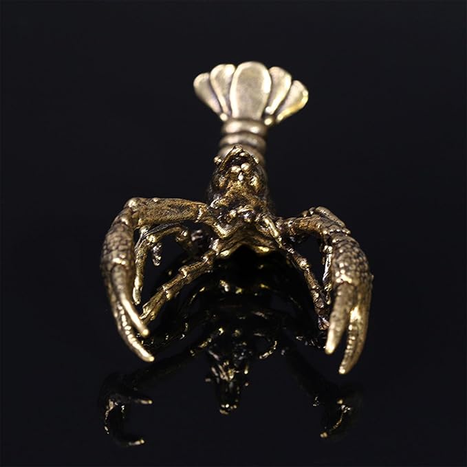 Crayfish Figurine, Solid Brass Lobster Figurine Brass Animal Figurines Desktop Statue Collectibles Copper Decorative Objects Home Decor Office Home and Shelf Decorations