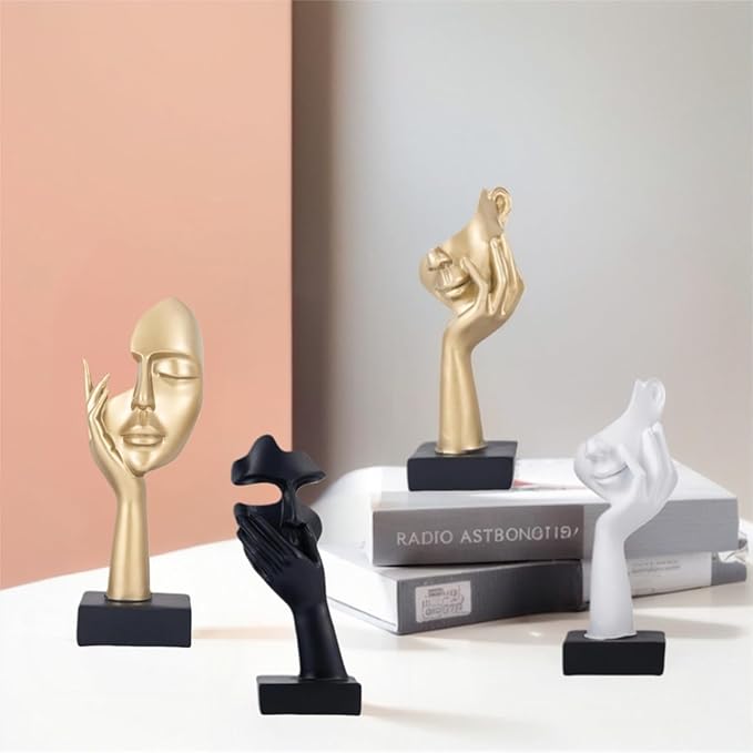 Thinker Modern Art Abstract Black Face Sculpture - Office, Study, Home Decor
