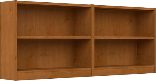Bush Furniture Universal Small 2 Shelf Bookcase in Natural Cherry - Set of 2, Matching Storage and Display Bookshelves for Home Office or Living Room Organization