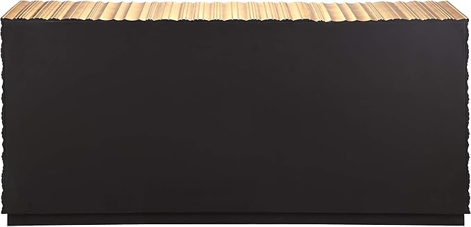 Meridian Furniture Golda Collection Modern | Contemporary Gold Leaf Sideboard/Buffet with Intricate Hand Carved Starburst Design, 66" W x 18" D x 31" H